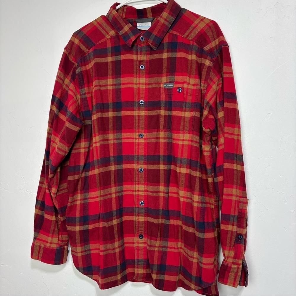 Columbia Men's Flannel Long Sleeve Casual Shirt Button Front XL Multicolor Plaid